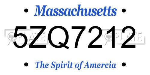 5ZQ7212 Massachusetts License Plate