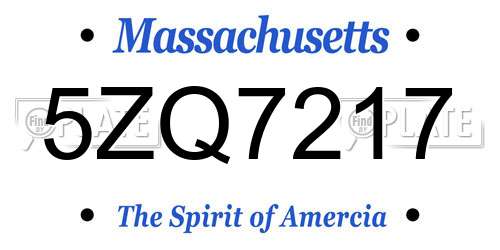 5ZQ7217 Massachusetts License Plate