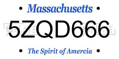 5ZQD666 Massachusetts License Plate