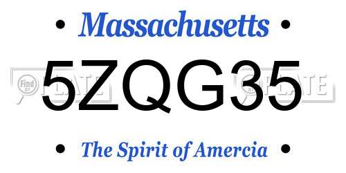 5ZQG35 Massachusetts License Plate