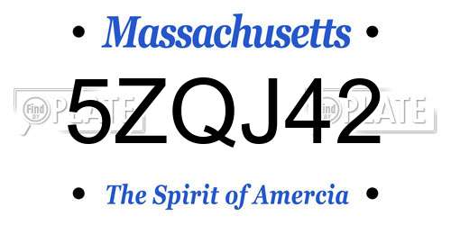 5ZQJ42 Massachusetts License Plate
