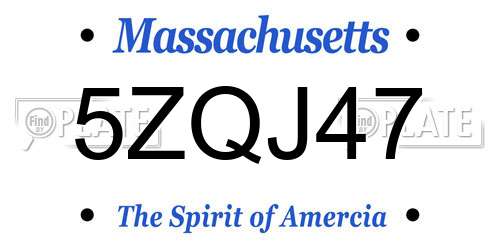 5ZQJ47 Massachusetts License Plate