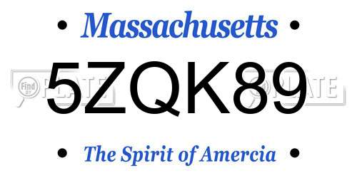 5ZQK89 Massachusetts License Plate