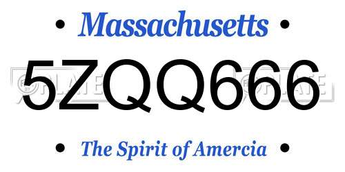 5ZQQ666 Massachusetts License Plate