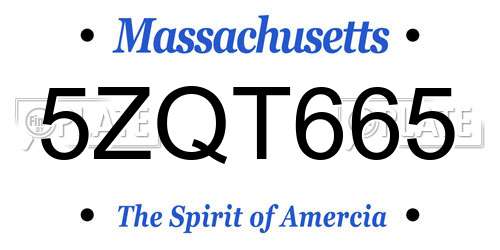 5ZQT665 Massachusetts License Plate