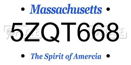 5ZQT668 Massachusetts License Plate