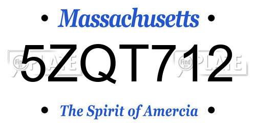 5ZQT712 Massachusetts License Plate
