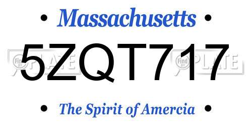 5ZQT717 Massachusetts License Plate