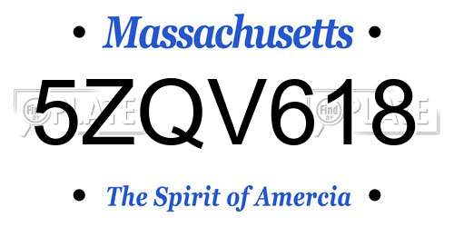 5ZQV618 Massachusetts License Plate