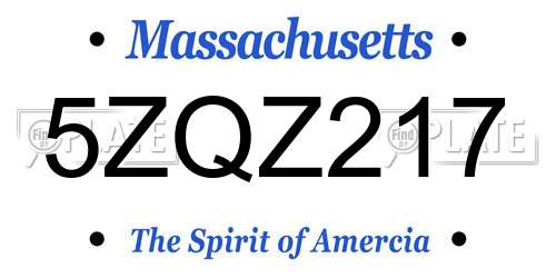 5ZQZ217 Massachusetts License Plate