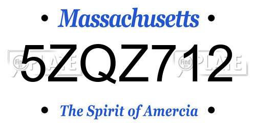 5ZQZ712 Massachusetts License Plate