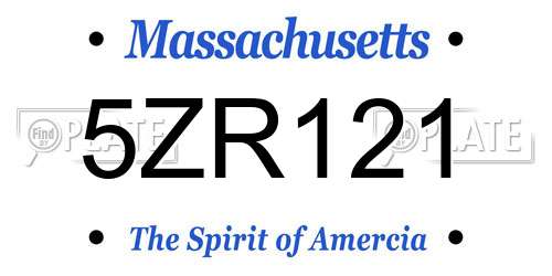 5ZR121 Massachusetts License Plate