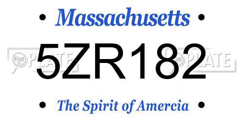 5ZR182 Massachusetts License Plate