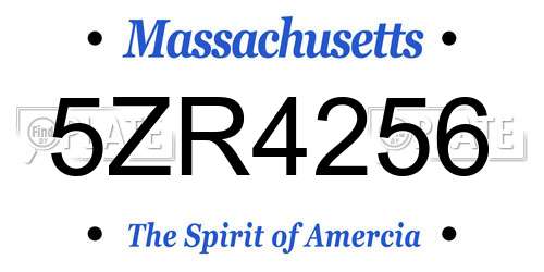 5ZR4256 Massachusetts License Plate