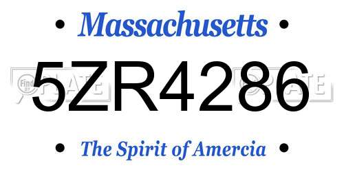 5ZR4286 Massachusetts License Plate