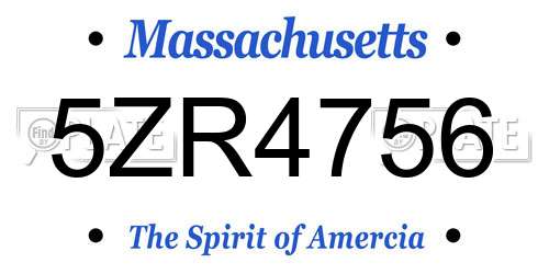 5ZR4756 Massachusetts License Plate