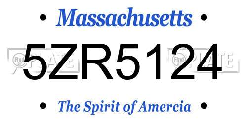 5ZR5124 Massachusetts License Plate