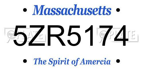 5ZR5174 Massachusetts License Plate