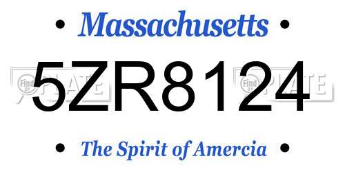 5ZR8124 Massachusetts License Plate