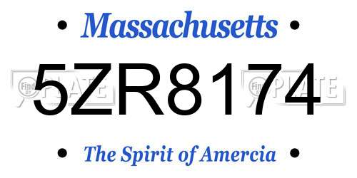 5ZR8174 Massachusetts License Plate