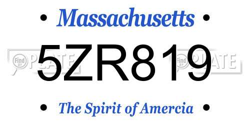 5ZR819 Massachusetts License Plate