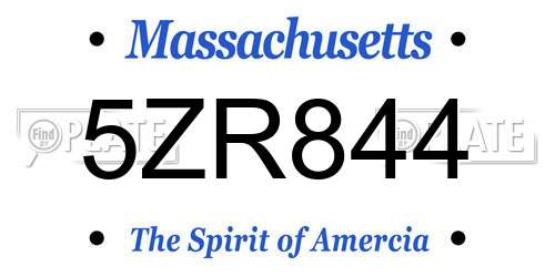 5ZR844 Massachusetts License Plate