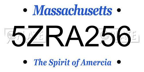 5ZRA256 Massachusetts License Plate