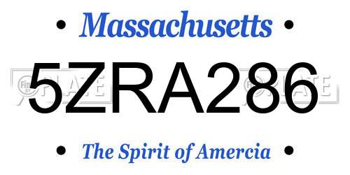5ZRA286 Massachusetts License Plate