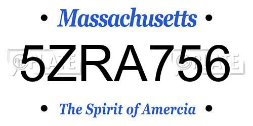 5ZRA756 Massachusetts License Plate