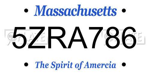 5ZRA786 Massachusetts License Plate