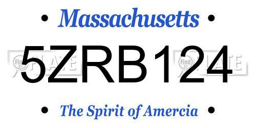 5ZRB124 Massachusetts License Plate