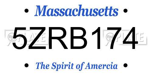 5ZRB174 Massachusetts License Plate