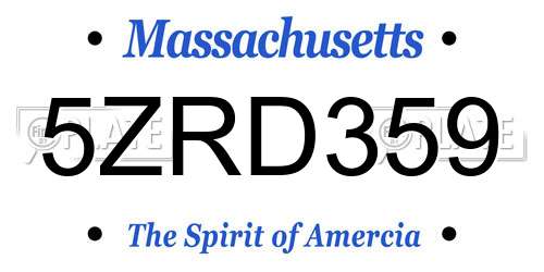 5ZRD359 Massachusetts License Plate