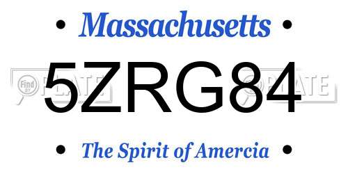 5ZRG84 Massachusetts License Plate