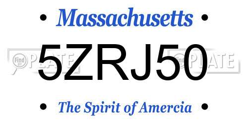 5ZRJ50 Massachusetts License Plate