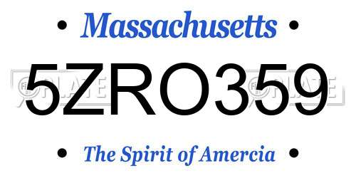 5ZRO359 Massachusetts License Plate
