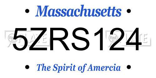 5ZRS124 Massachusetts License Plate