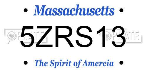 5ZRS13 Massachusetts License Plate