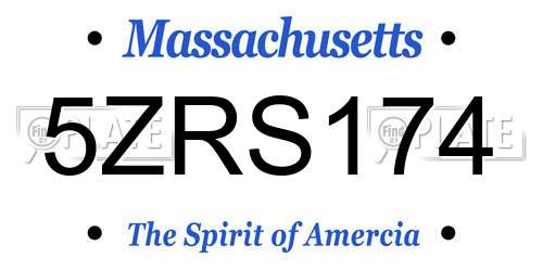 5ZRS174 Massachusetts License Plate