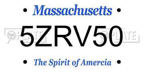5ZRV50 Massachusetts License Plate