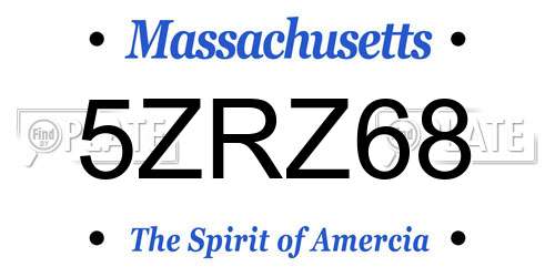 5ZRZ68 Massachusetts License Plate