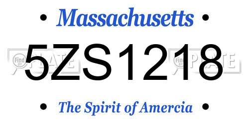 5ZS1218 Massachusetts License Plate