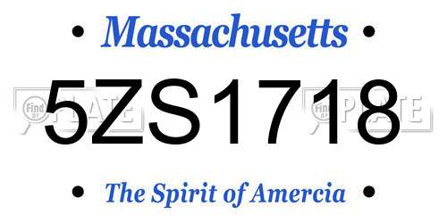 5ZS1718 Massachusetts License Plate