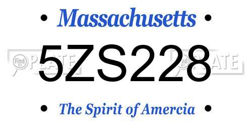 5ZS228 Massachusetts License Plate