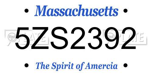 5ZS2392 Massachusetts License Plate
