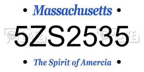 5ZS2535 Massachusetts License Plate