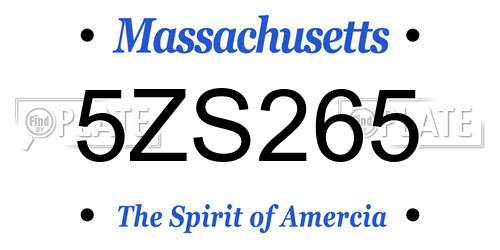 5ZS265 Massachusetts License Plate
