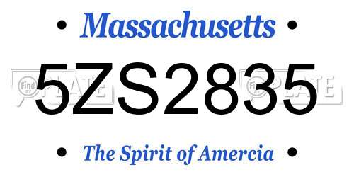 5ZS2835 Massachusetts License Plate