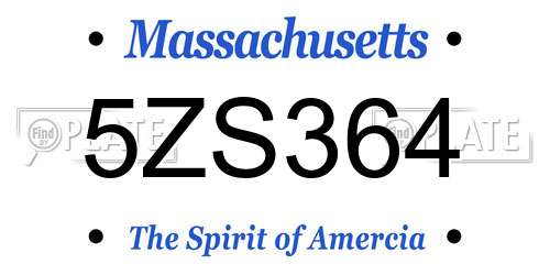 5ZS364 Massachusetts License Plate