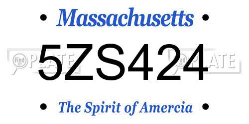 5ZS424 Massachusetts License Plate